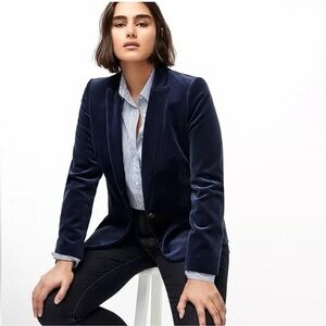 J. Crew Parke Velvet Blazer Jacket Navy Blue